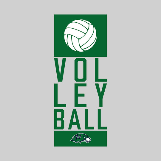 Heritage Hawks - Volleyball - Stacked Text with Volleyball and Mascot