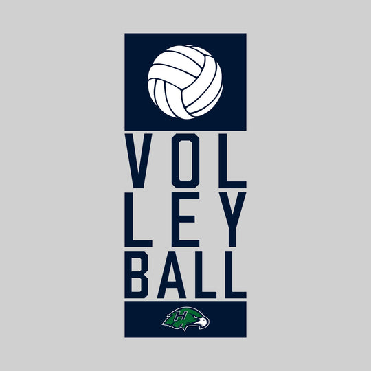 Heritage Hawks - Volleyball - Stacked Text with Volleyball and Mascot