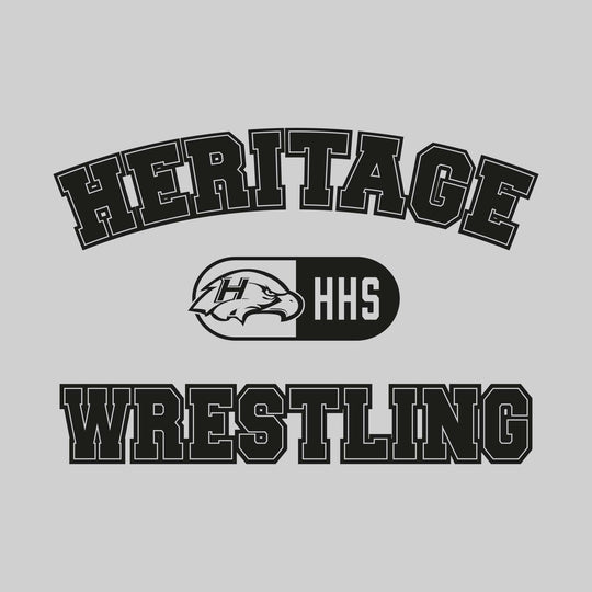 Heritage Hawks - Wrestling - Arched School Name with Mascot and HHS