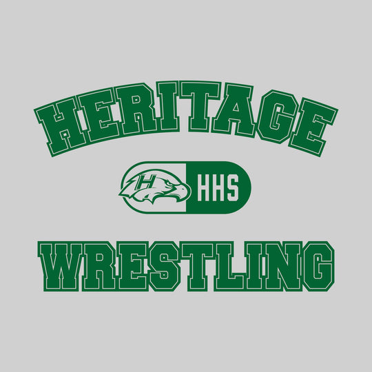Heritage Hawks - Wrestling - Arched School Name with Mascot and HHS