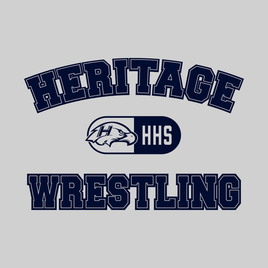 Heritage Hawks - Wrestling - Arched School Name with Mascot and HHS