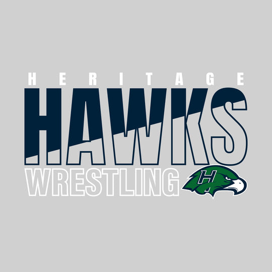 Heritage Hawks - Wrestling - Diagonal Split Mascot Name with Mascot