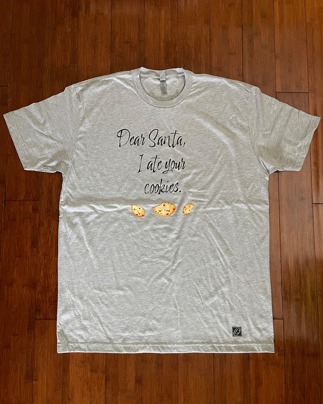 Adult XL Next Level Heather CVC Crewneck Short Sleeve Tee - Dear Santa I Ate Your Cookies