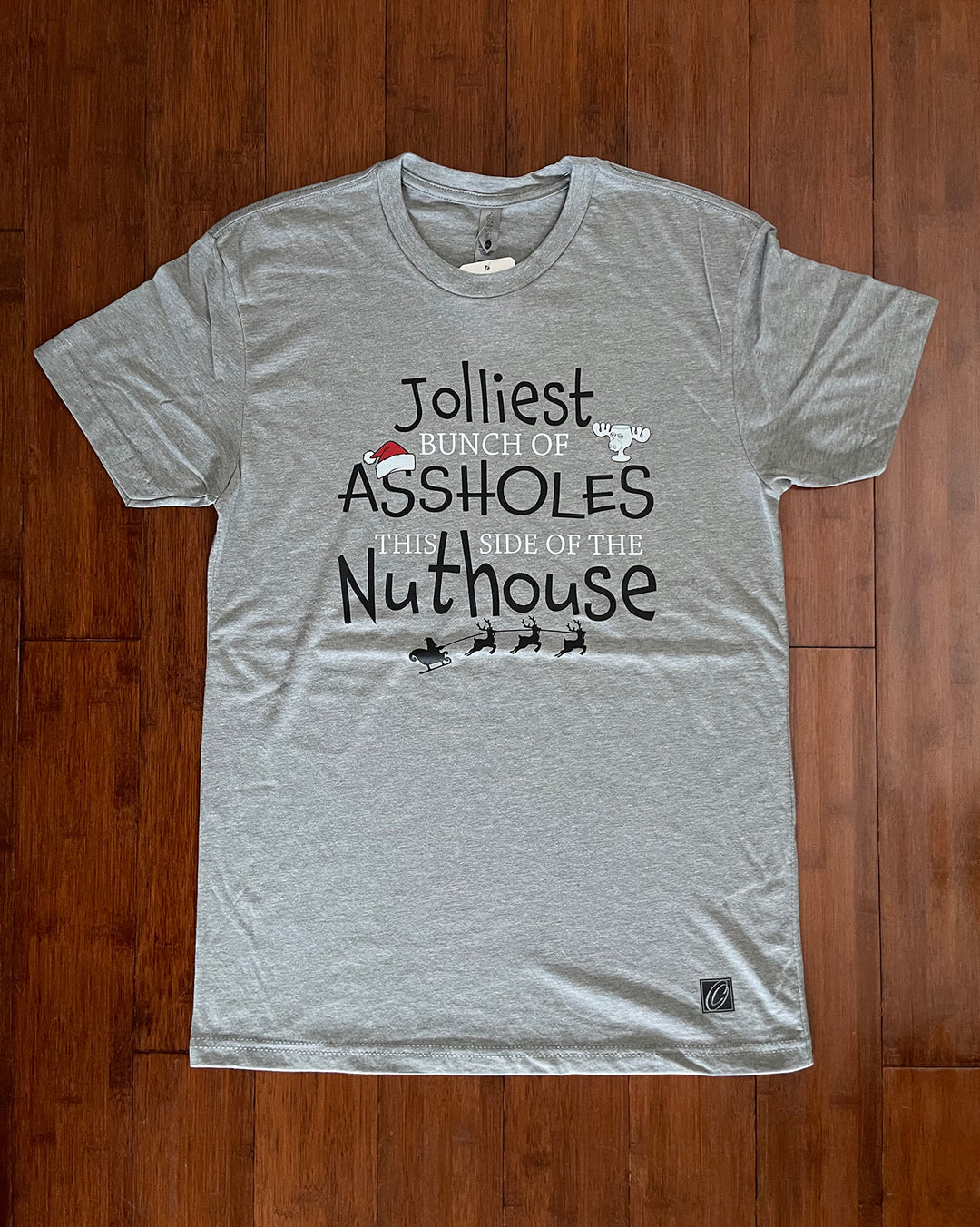 Adult S Next Level Heather CVC Crewneck Short Sleeve Tee - Jolliest Bunch of Assholes This Side of the Nuthouse - Christmas Vacation