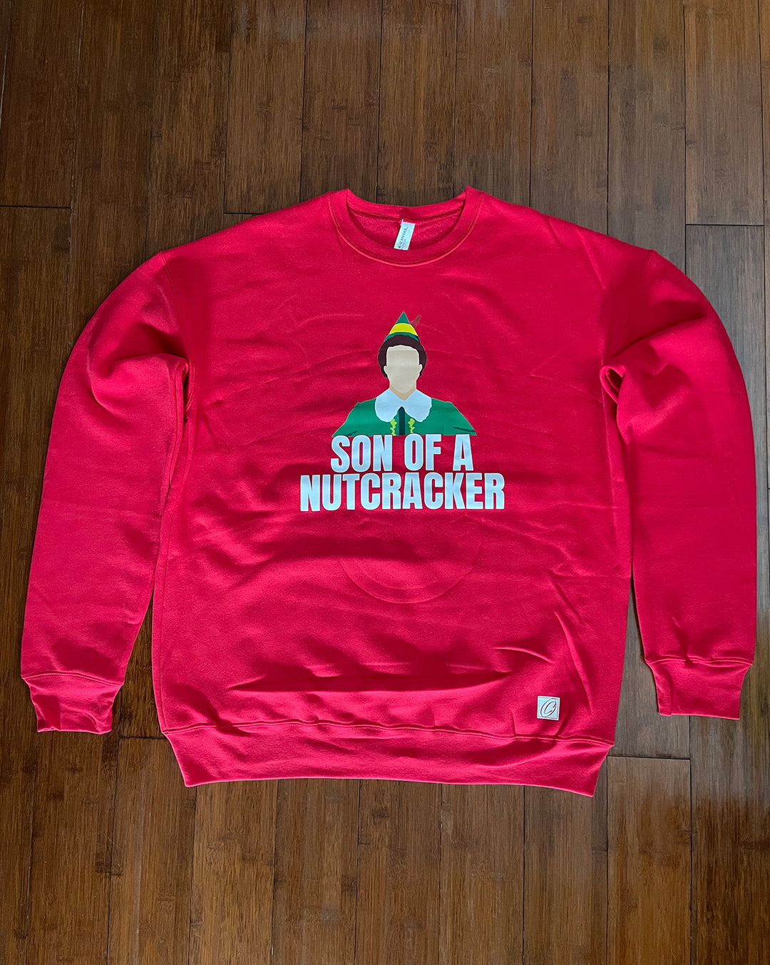 Adult L Bella Canvas Midweight Sponge Fleece Raglan Sleeve Crewneck Sweatshirt - Son of a Nutcracker - Elf