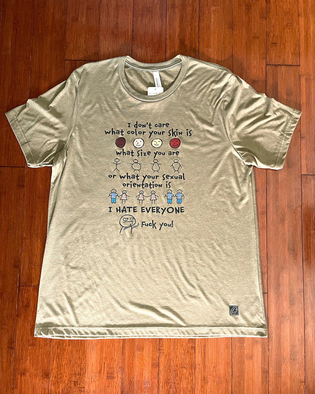 Adult XL Bella Canvas Triblend Crewneck Short Sleeve Tee - I Hate Everyone