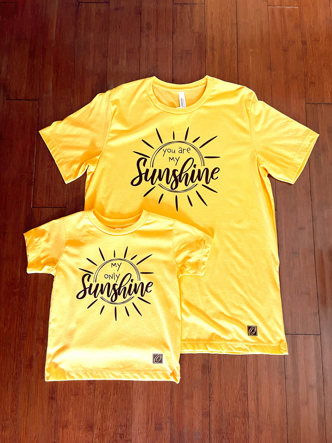 Adult L & Toddler 4T Bella Canvas Heather CVC Crewneck Short Sleeve Tee Set - You Are My Sunshine/My Only Sunshine