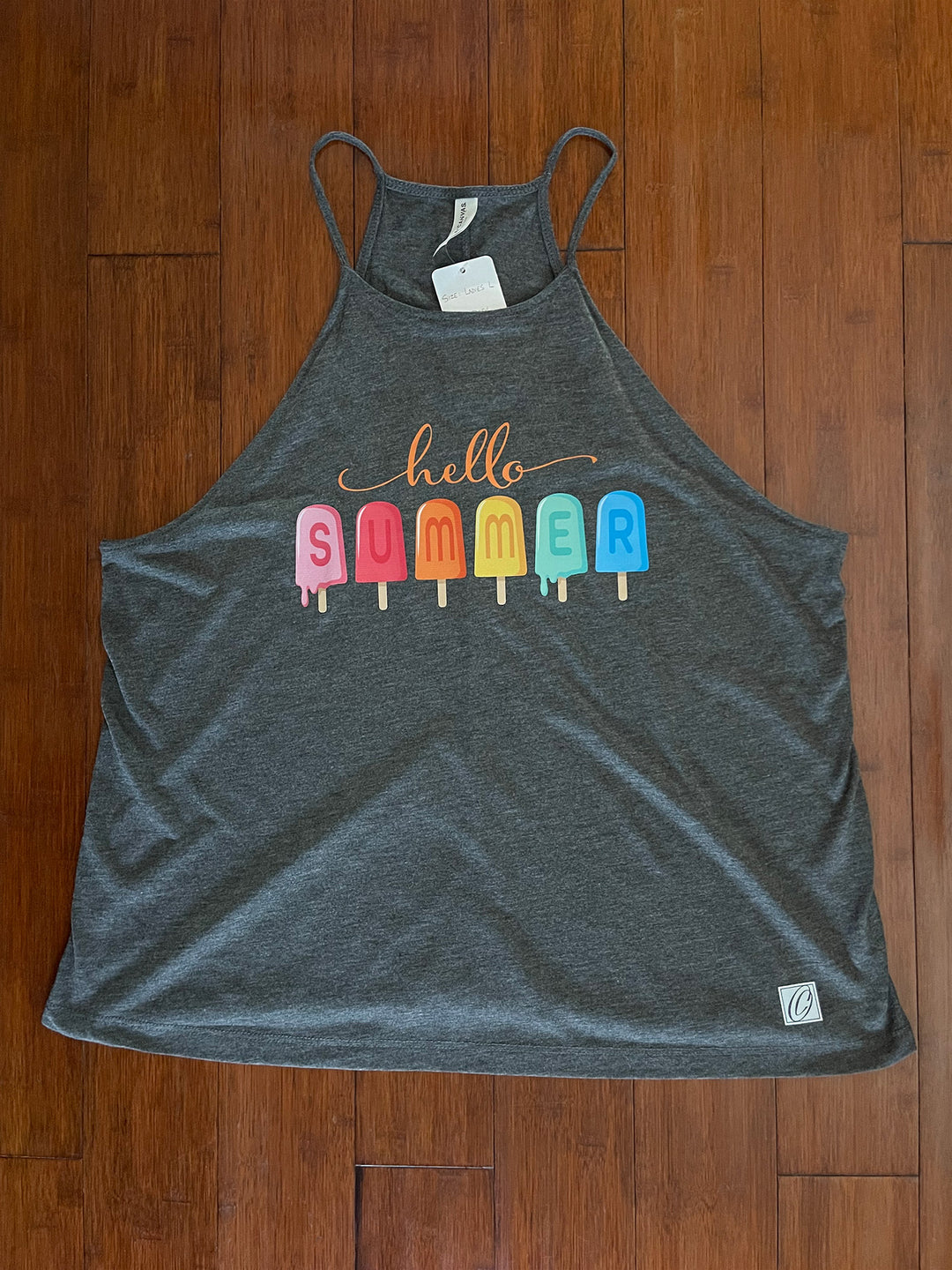 Ladies L Bella Canvas Flowy High-Neck Tank - Hello Summer