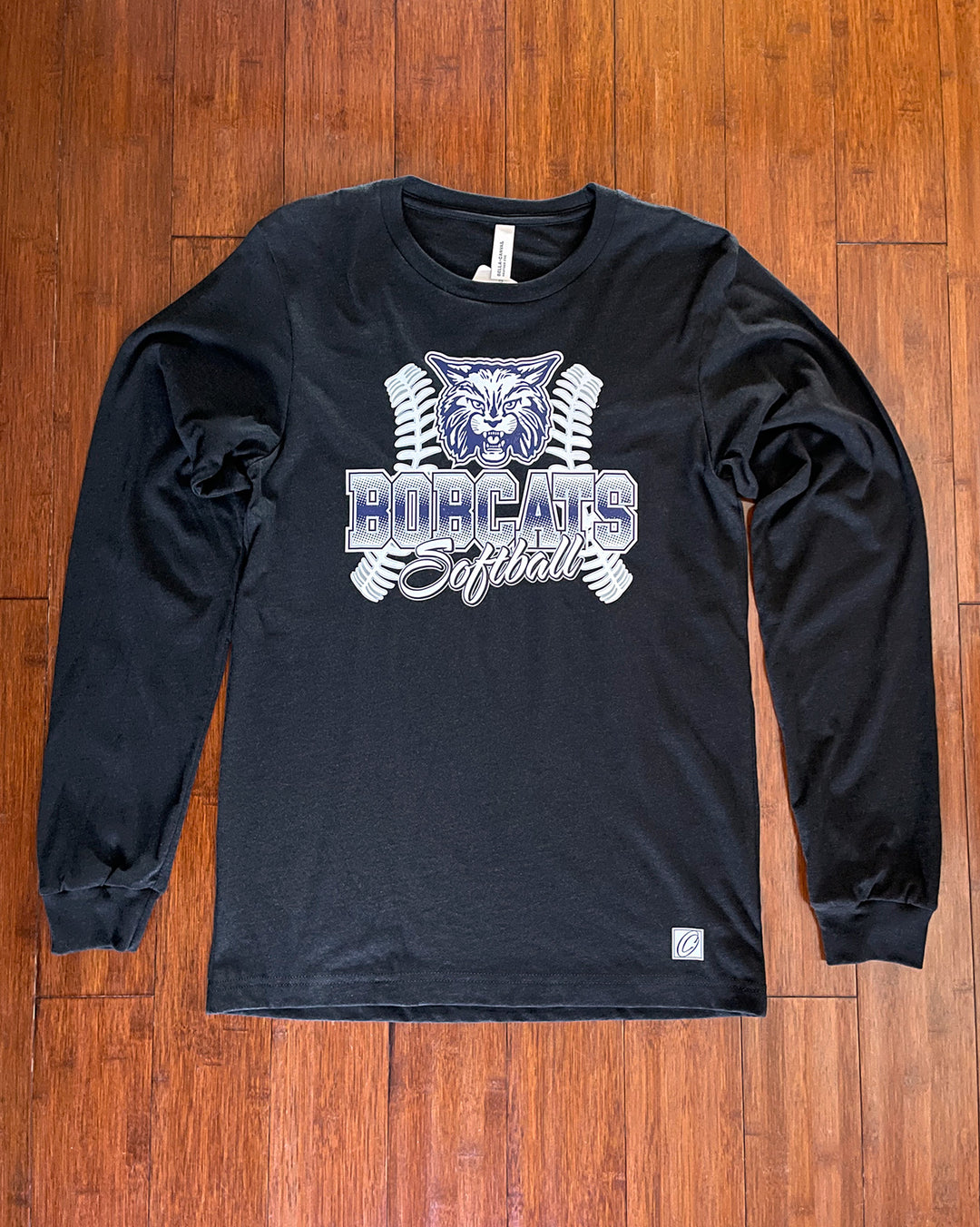 Adult S Bella Canvas Heather CVC Crewneck Long Sleeve Tee - John Glenn Bobcats - Softball