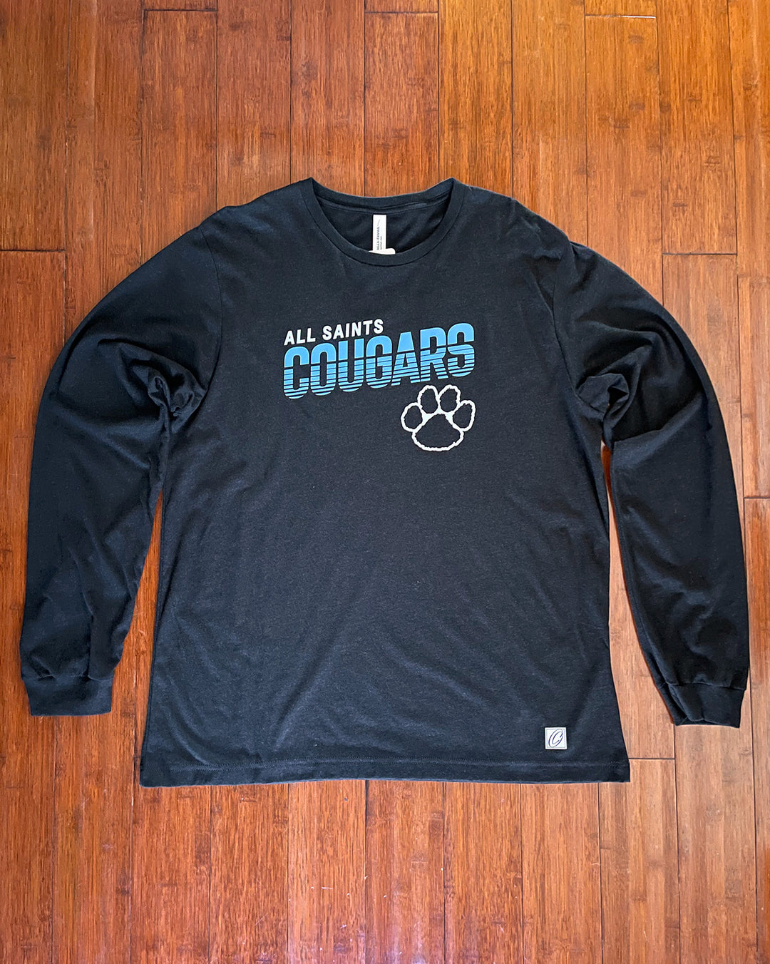 Adult XL Bella Canvas Heather CVC Crewneck Long Sleeve Tee - All Saints Cougars - Spirit Wear