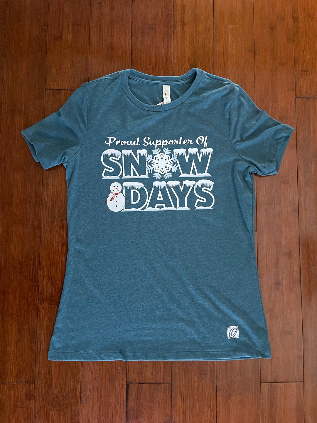 Ladies S Bella Canvas Relaxed Heather CVC Crewneck Short Sleeve Tee - Proud Supporter of Snow Days