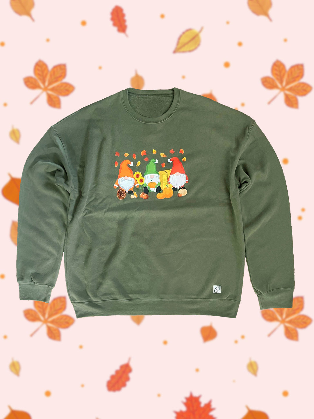 Adult L Bella Canvas Sponge Fleece Drop Shoulder Crewneck Sweatshirt - Fall Gnomes