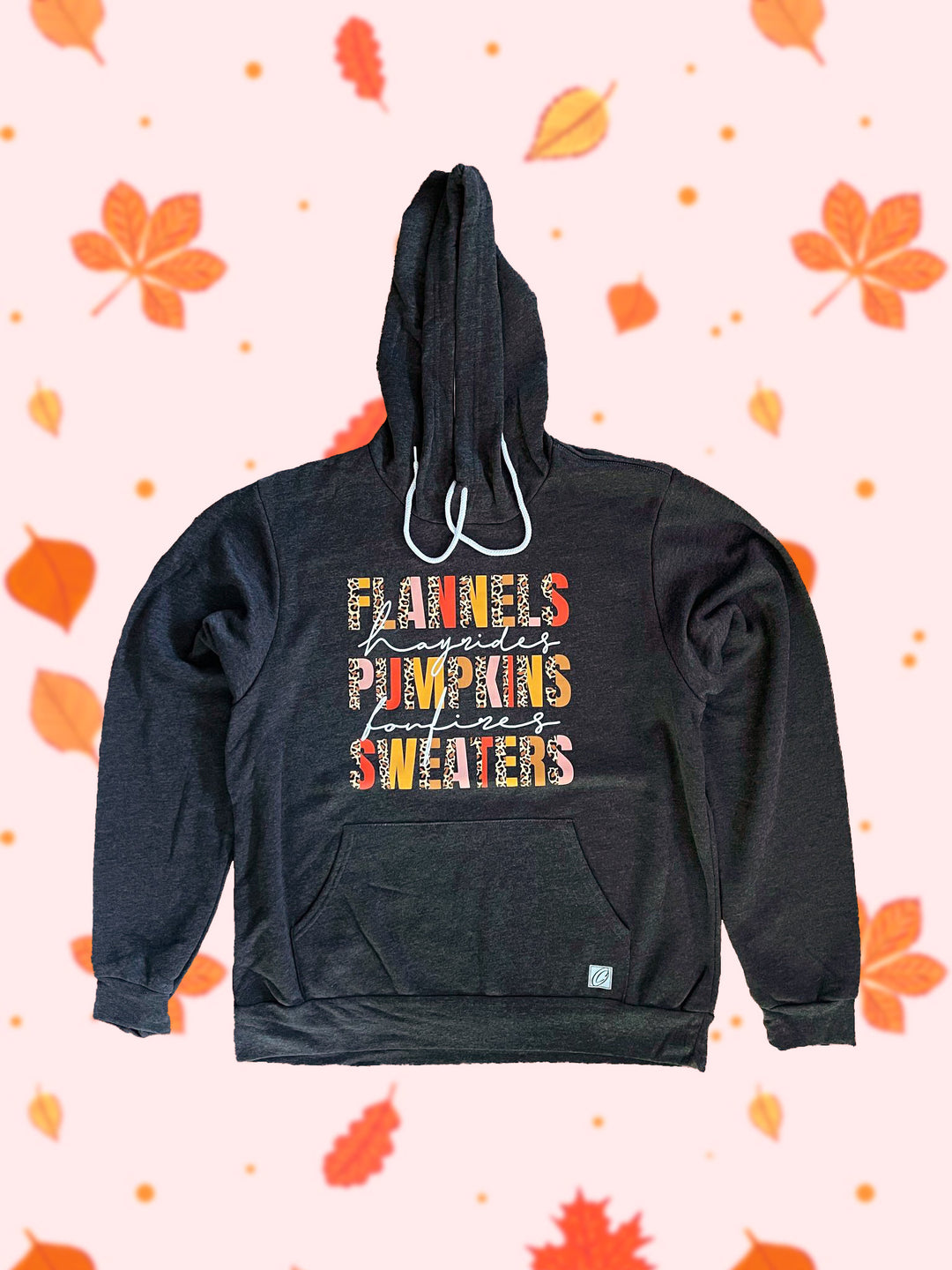 Adult L Bella Canvas Midweight Sponge Fleece Pullover Hoodie - Flannels Hayrides Pumpkins Bonfires Sweaters