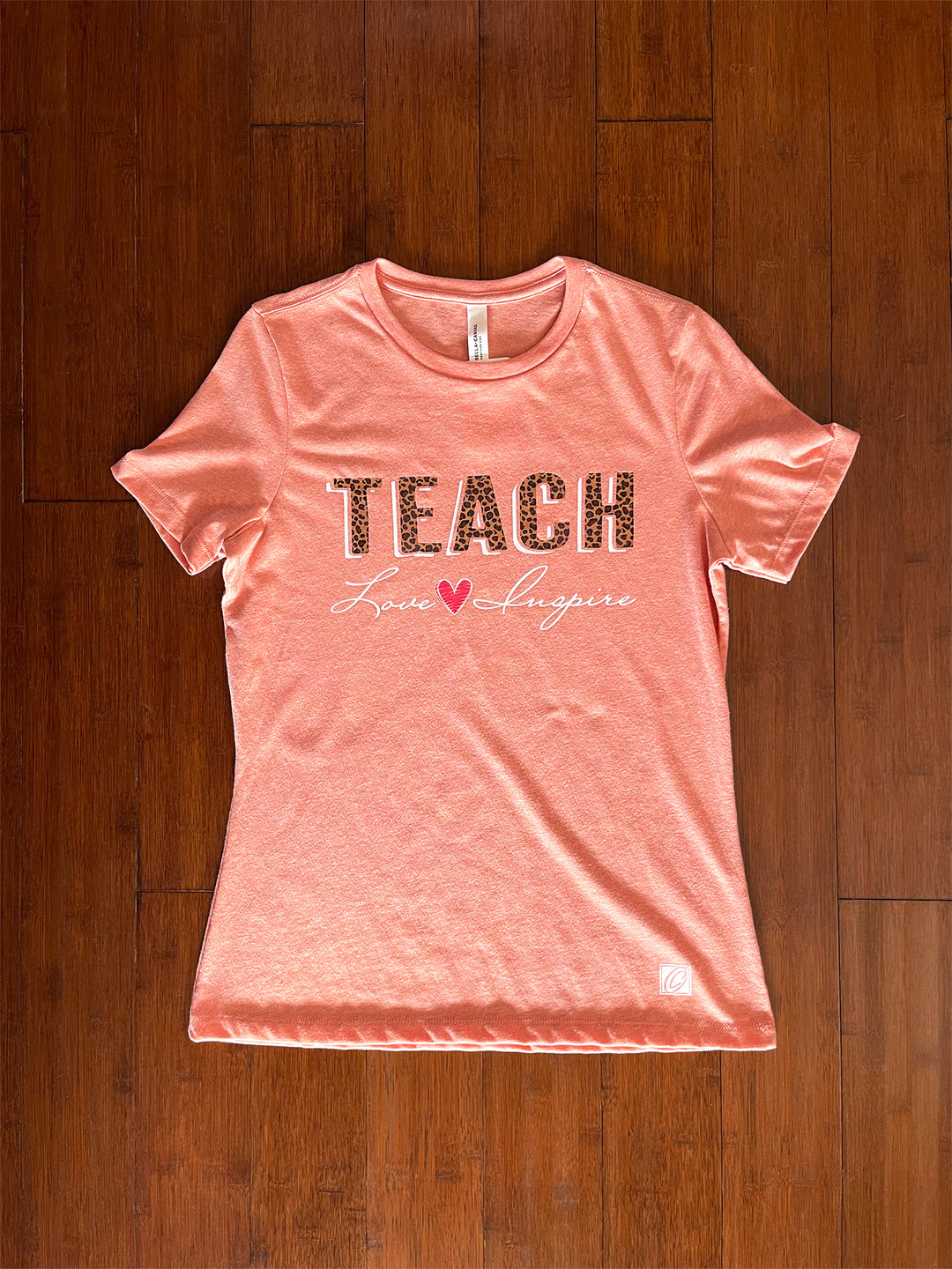 Ladies S Bella Canvas Relaxed Heather CVC Crewneck Short Sleeve Tee - Teach Love Inspire