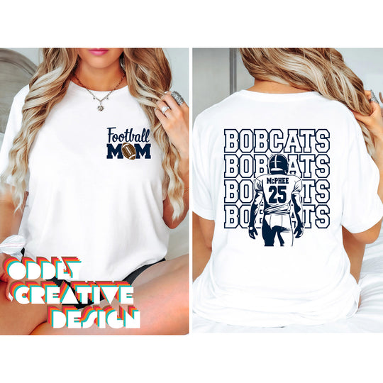 John Glenn Bobcats - Football - Football Mom - Football Player with Bobcats Repeated