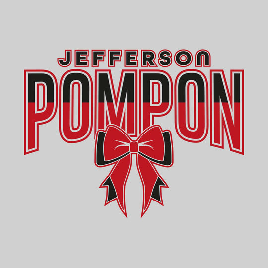 Jefferson Middle School - Poms - Split-Color Jefferson Pompon with Bow