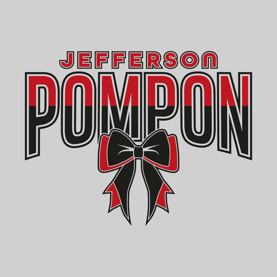 Jefferson Middle School - Poms - Split-Color Jefferson Pompon with Bow