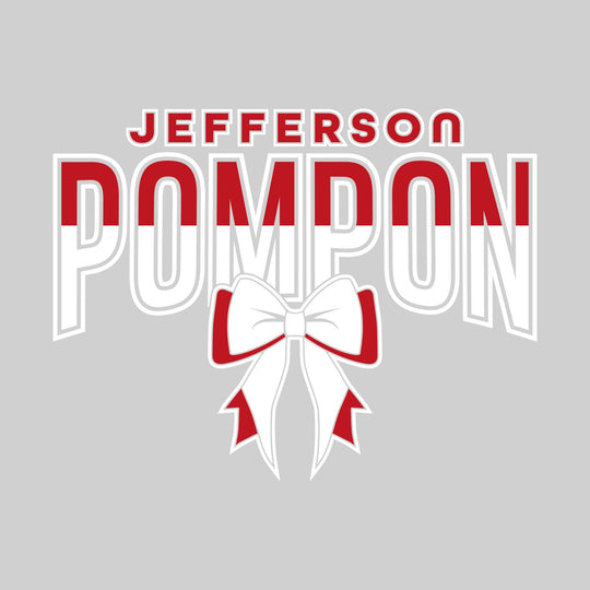 Jefferson Middle School - Poms - Split-Color Jefferson Pompon with Bow