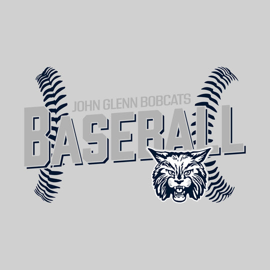 John Glenn Bobcats - Baseball - Angled Baseball with Baseball Stitches