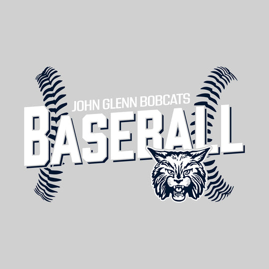 John Glenn Bobcats - Baseball - Angled Baseball with Baseball Stitches