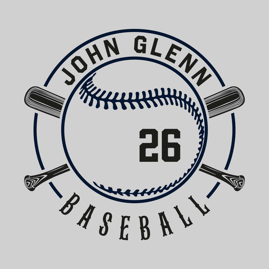 John Glenn Bobcats - Baseball - Crossed Bats with School Name and Baseball Stitches