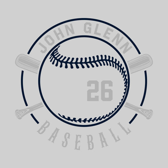 John Glenn Bobcats - Baseball - Crossed Bats with School Name and Baseball Stitches