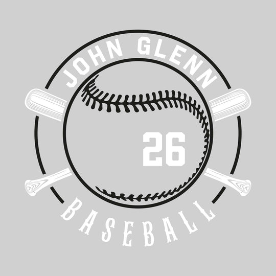 John Glenn Bobcats - Baseball - Crossed Bats with School Name and Baseball Stitches