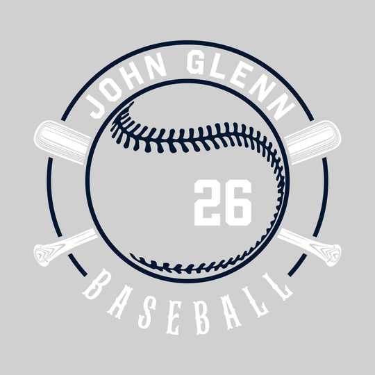 John Glenn Bobcats - Baseball - Crossed Bats with School Name and Baseball Stitches