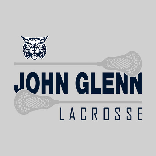 John Glenn Bobcats - Lacrosse - School Name Bracketed by Lacrosse Sticks with Mascot