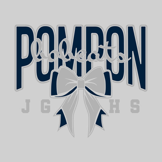 John Glenn Bobcats - Poms - Cursive Bobcats with Bow