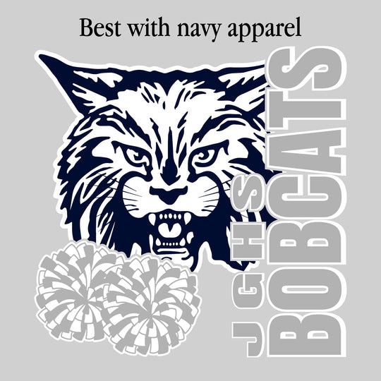 John Glenn Bobcats - Poms - JGHS Vertical with Mascot & Poms