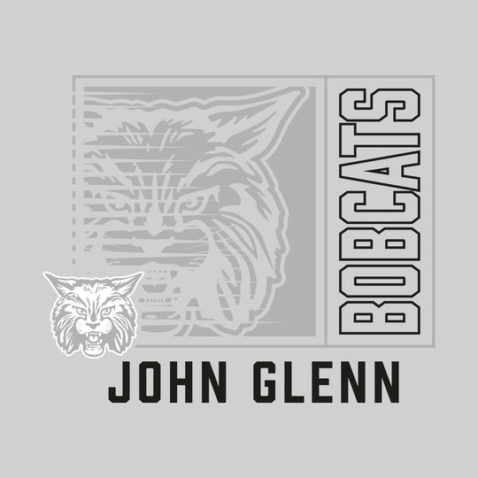 John Glenn Bobcats - Spirit Wear - Boxed Cutout Mascot with Outlined Mascot Name Over School Name