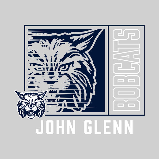 John Glenn Bobcats - Spirit Wear - Boxed Cutout Mascot with Outlined Mascot Name Over School Name
