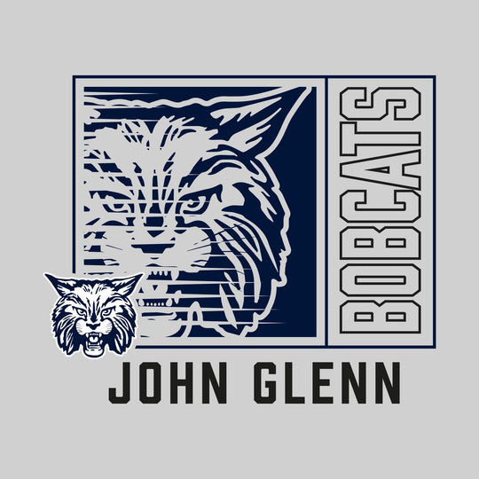 John Glenn Bobcats - Spirit Wear - Boxed Cutout Mascot with Outlined Mascot Name Over School Name