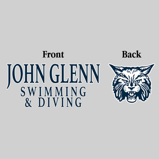 John Glenn Bobcats - Swimming & Diving - John Glenn Swimming & Diving - Outlined Text Mascot on Back