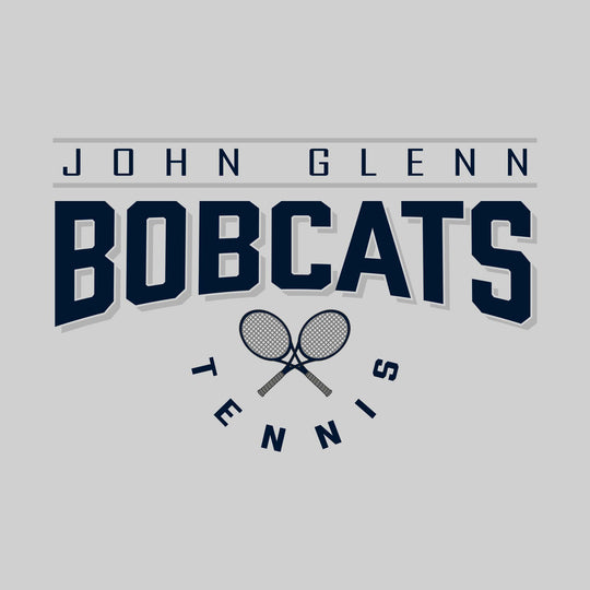 John Glenn Bobcats - Tennis - Bracketed School Name with Crossed Tennis Rackets