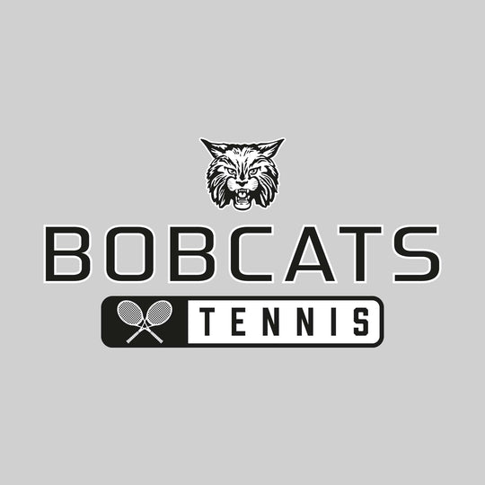 John Glenn Bobcats - Tennis - Mascot Over Name with Rounded Rectangle