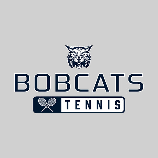 John Glenn Bobcats - Tennis - Mascot Over Name with Rounded Rectangle