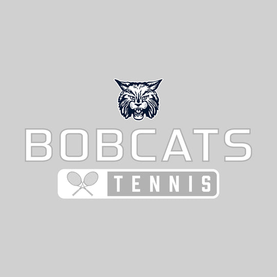 John Glenn Bobcats - Tennis - Mascot Over Name with Rounded Rectangle