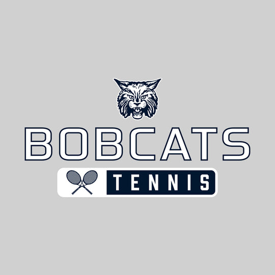 John Glenn Bobcats - Tennis - Mascot Over Name with Rounded Rectangle