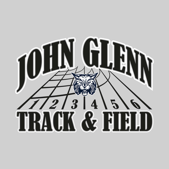 John Glenn Bobcats - Track & Field - Arched School Name with Mascot & Track Lanes