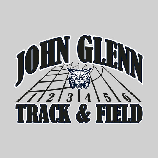 John Glenn Bobcats - Track & Field - Arched School Name with Mascot & Track Lanes