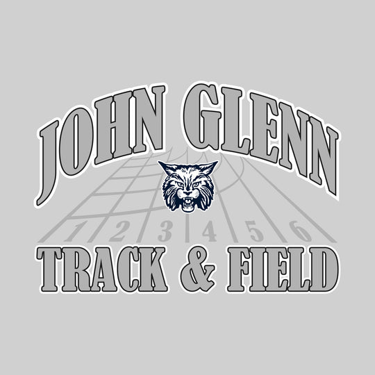 John Glenn Bobcats - Track & Field - Arched School Name with Mascot & Track Lanes