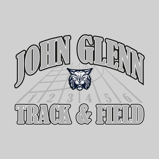 John Glenn Bobcats - Track & Field - Arched School Name with Mascot & Track Lanes