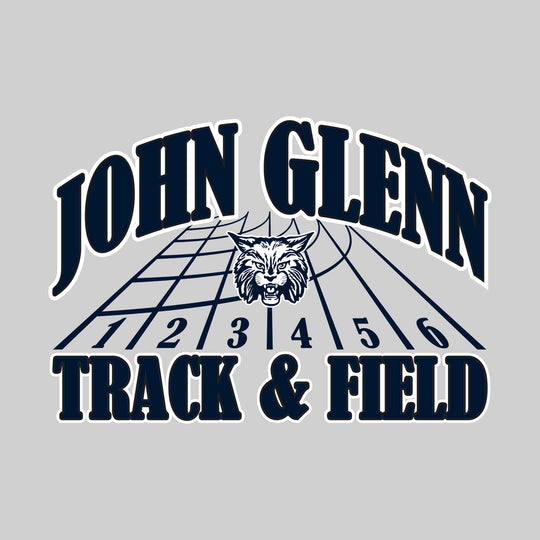 John Glenn Bobcats - Track & Field - Arched School Name with Mascot & Track Lanes