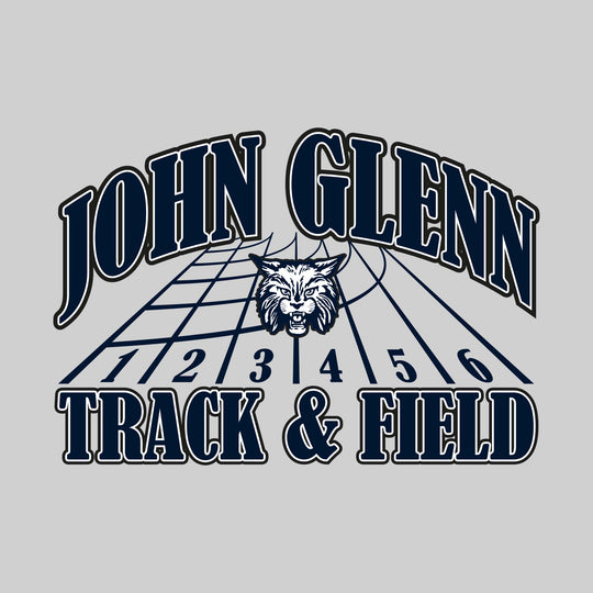 John Glenn Bobcats - Track & Field - Arched School Name with Mascot & Track Lanes