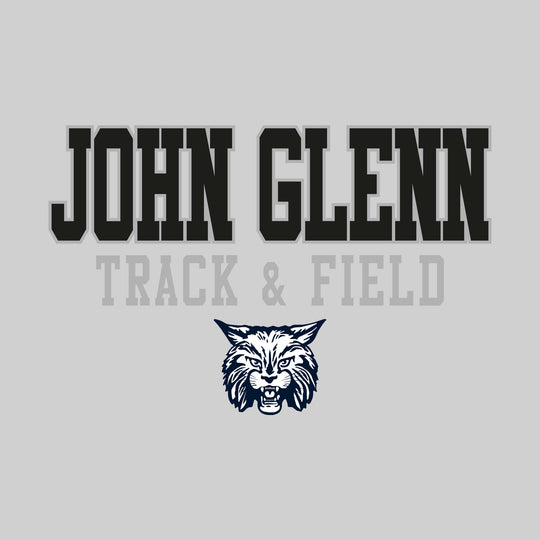 John Glenn Bobcats - Track & Field - Outlined School Name Over Track & Field with Mascot