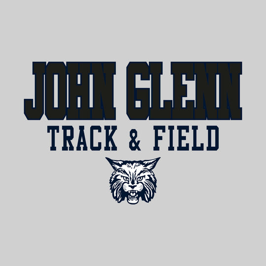 John Glenn Bobcats - Track & Field - Outlined School Name Over Track & Field with Mascot