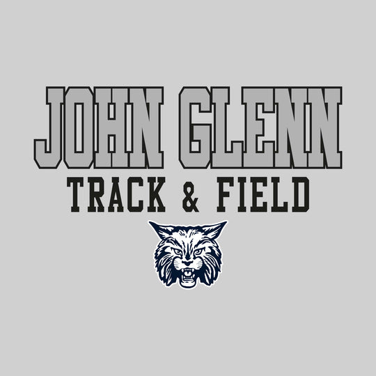 John Glenn Bobcats - Track & Field - Outlined School Name Over Track & Field with Mascot