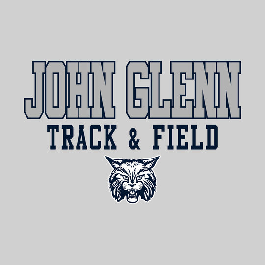 John Glenn Bobcats - Track & Field - Outlined School Name Over Track & Field with Mascot